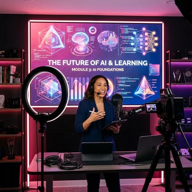Educator designing course materials with AI video app